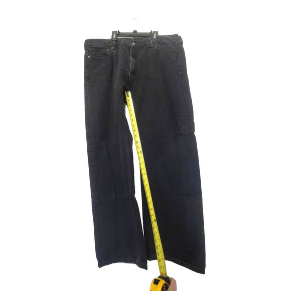 Levis 505 Jeans Mens Size 42X32 Black Straight Leg Denim - Picture 4 of 6